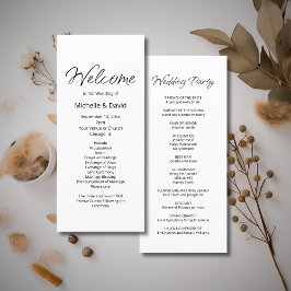 Modern Boho Avslappnad Typography Bröllop Ceremony Program