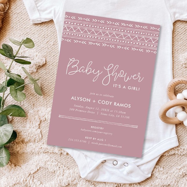 Modern Boho Baby Shower | Mauve Inbjudningar (Skapare uppladdad)