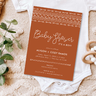 Modern Boho Baby Shower Terra Cotta Inbjudningar