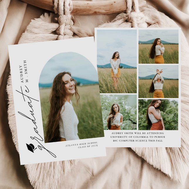 Modern Boho Båge 6 Bilder Examen Inbjudan (Skapare uppladdad)
