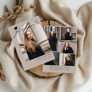 Modern Boho-båge 6 bilder examensmeddelande Inbjudningar