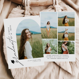 Modern Boho-båge 6 bilder Examenstillägg Inbjudningar