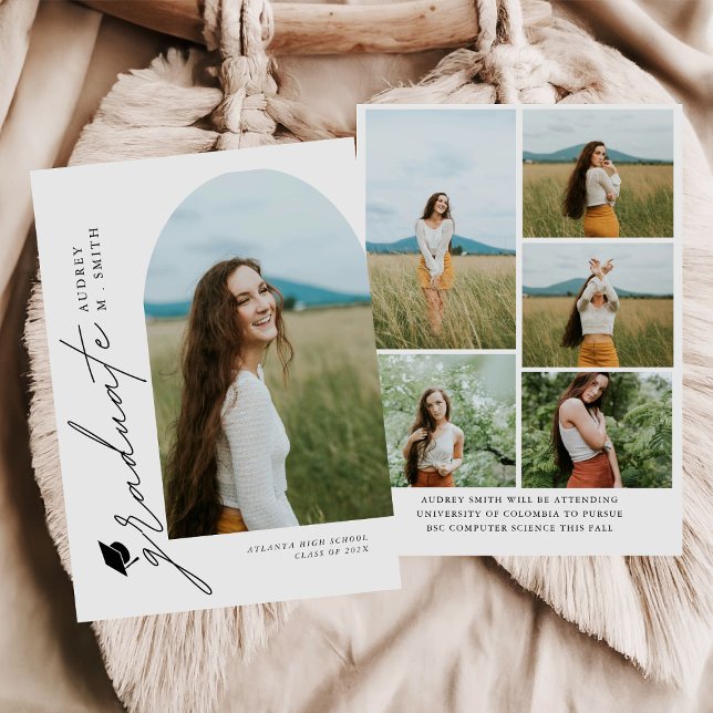 Modern Boho-båge 6 bilder Examenstillägg Inbjudningar (Skapare uppladdad)