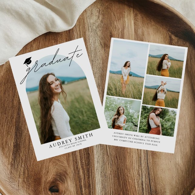 Modern Boho-båge 6 bilder Examenstillkännagivande Inbjudningar (Skapare uppladdad)