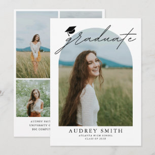 Modern Boho-båge 6 bilder Examenstillkännagivande Inbjudningar