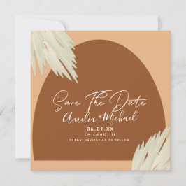 Modern Boho-båge Organisk Form Pampa Spara Datum Kort