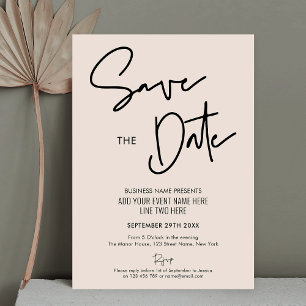 Modern Boho Beige Business Event Spara datum Inbjudningar