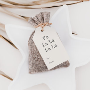 Modern Boho Beige Fa La La La to och Från Presentetikett