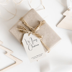Modern Boho Beige God jul Family Gift-Märkre Presentetikett