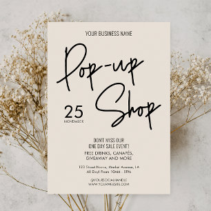 Modern Boho Beige Small Business Pop Up-butikshänd Inbjudningar