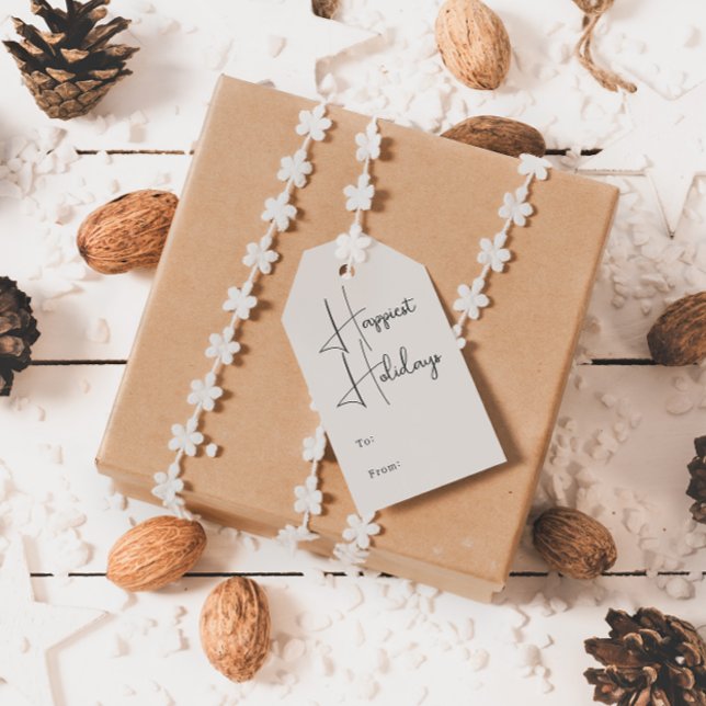 Modern Boho Beige träffar de bästa Helgdagarna til Presentetikett (Skapare uppladdad)