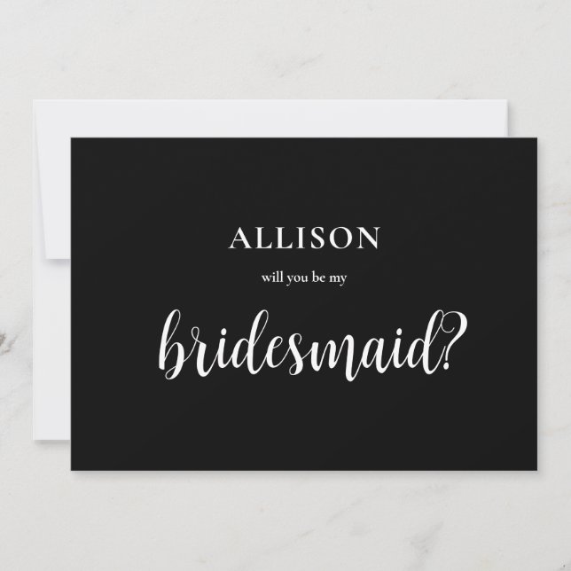 Modern Boho Black and White Bridesmaid Frieri Julkort (Framsida)