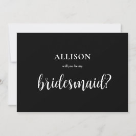 Modern Boho Black and White Bridesmaid Frieri Julkort