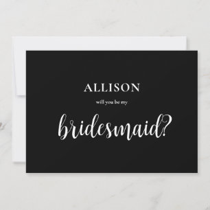 Modern Boho Black and White Bridesmaid Frieri Julkort