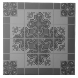Modern Boho Black and White Mönster Rhombus Kakelplatta