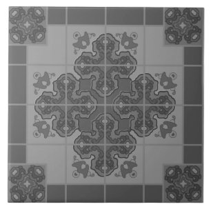 Modern Boho Black and White Mönster Rhombus Kakelplatta