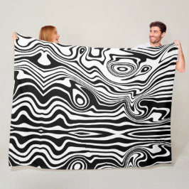 Modern Boho Black and White Mönster Strips Animal Fleecefilt