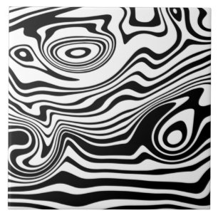 Modern Boho Black and White Mönster Strips Animal Kakelplatta