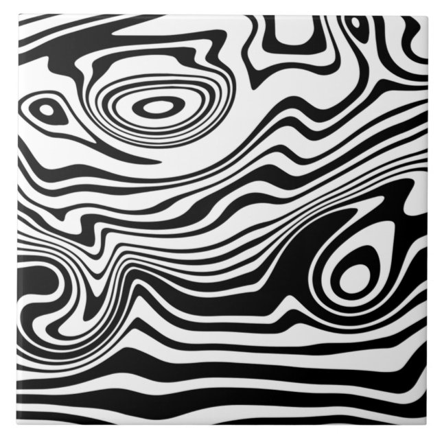 Modern Boho Black and White Mönster Strips Animal Kakelplatta (Framsidan)