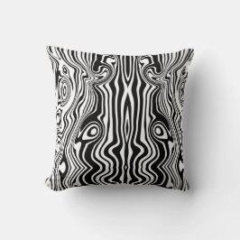 Modern Boho Black and White Mönster Strips Animal Kudde