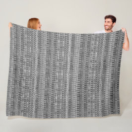 Modern Boho Black and White Mönster Strips Doodles Fleecefilt