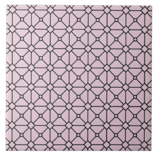 Modern Boho Black och Rosa Mönster Rhombus Kakelplatta