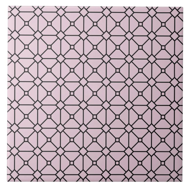 Modern Boho Black och Rosa Mönster Rhombus Kakelplatta (Framsidan)