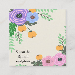 Modern Boho Blomma Fyrkantigt Visitkort