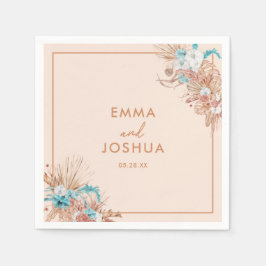 Modern Boho Blommig Bröllop Pappersservett