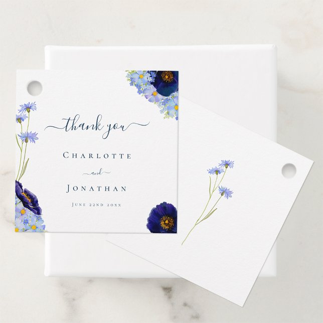 Modern Boho Blommig Bröllopstackkort Gåvor Etiketter (Beautiful unique wildflower watercolor artwork by artist Catherine  Sweetman)