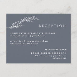 Modern Boho Blommig Kontur i Djup Stålblå Tilläggskort