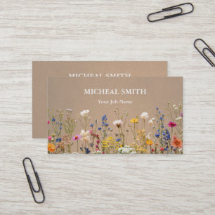 Modern Boho Blommig Kraft Visitkort