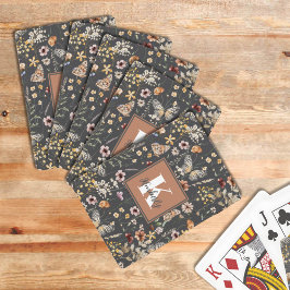 Modern Boho Blommig Monogramnamn Casinokort