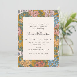Modern Boho Blommig Mustardgul Bröllopsdusch Inbjudningar
