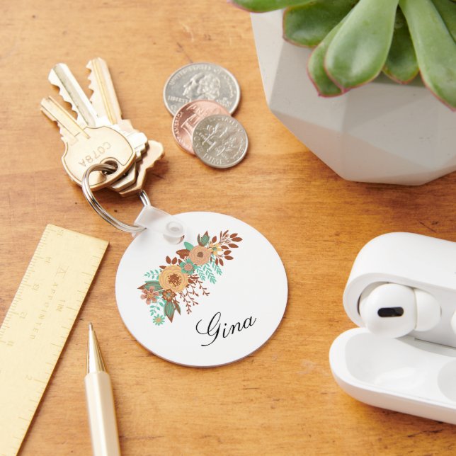 Modern Boho Blommig Nyckelring (Skrivbord)