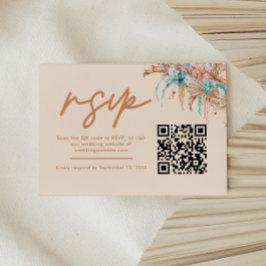 Modern Boho Blommig QR-kod Bröllops-svar OSA Kort