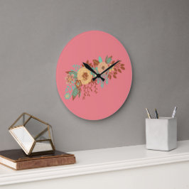 Modern Boho Blommig Rosa Stor Klocka