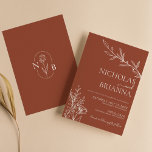Modern Boho Blommig Terrakotta Orange Bröllop Inbjudningar<br><div class="desc">Modern Boho-Blommigt Terracotta Bränner Orangens bröllopsinbjudan. Monogram längst bak.</div>