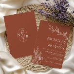 Modern Boho Blommig Terrakotta Orange Bröllop Inbjudningar<br><div class="desc">Modern Boho-Blommigt Terracotta Bränner Orangens bröllopsinbjudan. Monogram längst bak.</div>