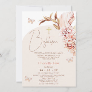 Modern Boho Blommigt  Arch Baptism Inbjudningar