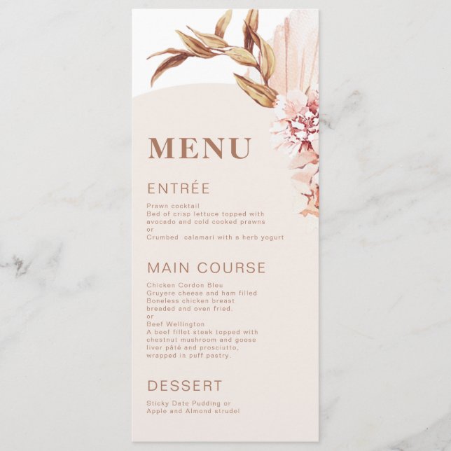 Modern Boho Blommigt  Arch Menu Meny (Framsida)