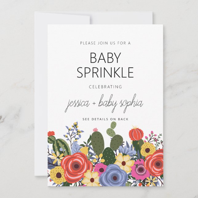 Modern Boho Blommigt Baby Sprinkle-inbjudan Inbjudningar (Framsida)