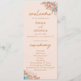 Modern Boho Blommigt Bröllop Ceremony Program