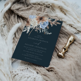 Modern Boho Blommigt bröllopsinbjudan Inbjudningar