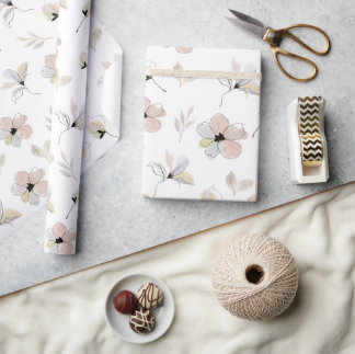 Modern Boho Blommigt Design Wrapping papper Presentpapper