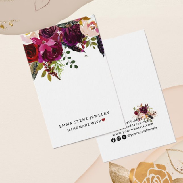 Modern Boho Blommigt Earring Visning Card Visitkort (Skapare uppladdad)