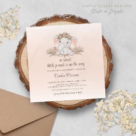 Modern Boho Blommigt Elephant Baby Shower-inbjudan