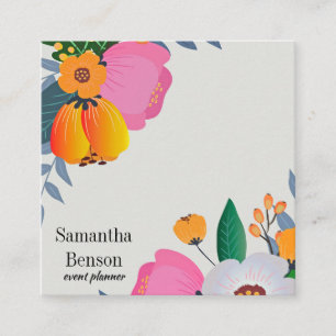 Modern Boho-Blommigt Fyrkantigt Visitkort