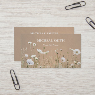 Modern Boho Blommigt Kraft Visitkort