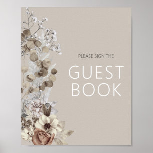 Modern Boho Blommigt Möhippa Sign Guest Bok Poster